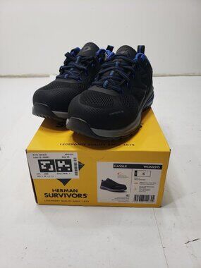 Herman Survivors Cassle Women's size 6 Composite Toe Black Blue Work Shoes